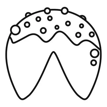 Fortune cookie line drawing with sprinkles icon Stock Illustration