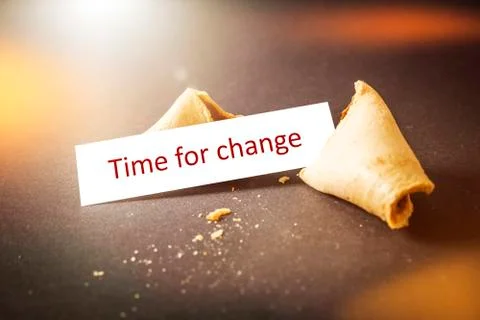 A fortune cookie with message time for change Stock Photos