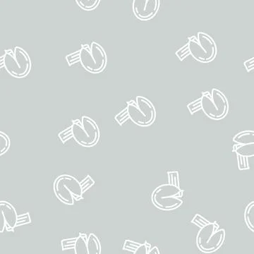 Fortune cookies line vector seamless pattern Stockillustratie