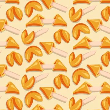Fortune cookies seamless patterns drawn in cartoon style Stock Illustration