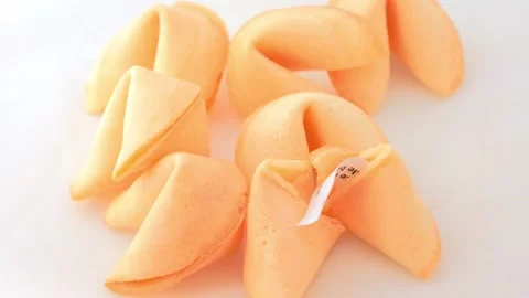 Fortune cookies on white background 스톡 동영상 265084213
