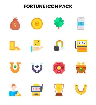 Fortune Flat Design Icons Pack Stock Illustration