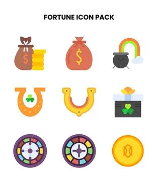 Fortune Flat Graphics Icons Pack Stock Illustration