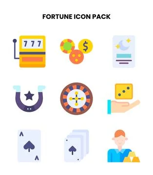 Fortune Flat SVG Icons Pack Stock Illustration