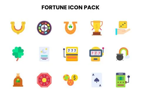 Fortune Flat UI Icons Pack Stock Illustration