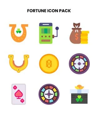 Fortune Flat Vector Icons Pack Stock Illustration