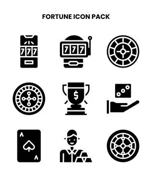 Fortune Glyph Vector Icons Pack Stock Illustration