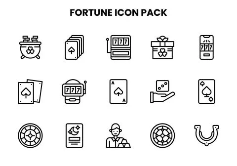 Fortune Line UI Icons Pack Stock Illustration