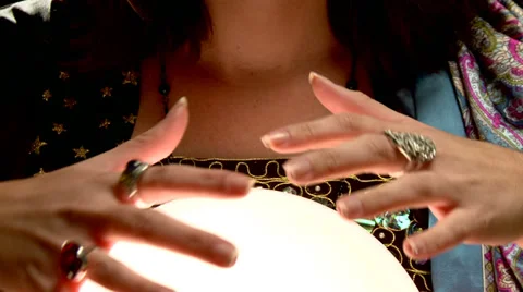 Fortune teller crystal ball hands Stock Footage 33034502