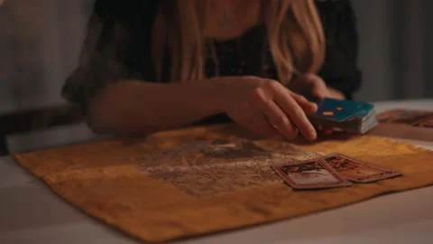Fortune teller female hands and tarot cards. Stock Footage 161996071