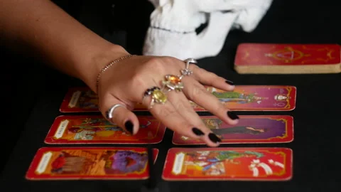 Fortune Teller Guessing Tarot Cards Stock Footage 234992149