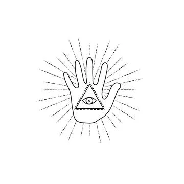 Fortune Teller Hand with all seeing eye vector Stock Illustration
