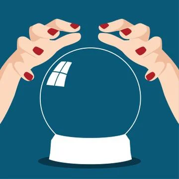 Fortune teller hands with crystal ball Stock Illustration