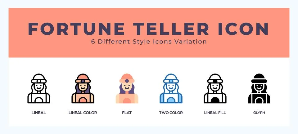 Fortune teller icon set. Design elements for logo Stock Illustration
