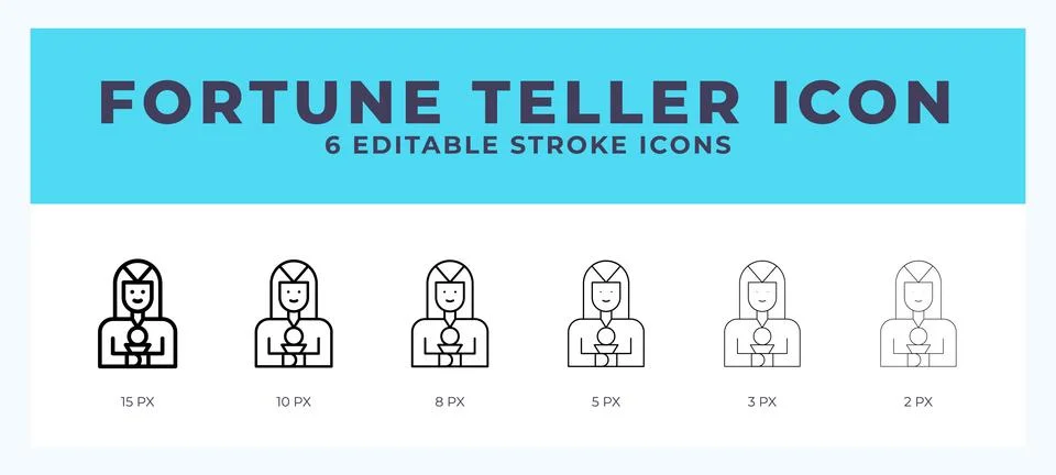 Fortune teller icon set with different stroke. Design elements for logo. Ve.. Illustrazione stock