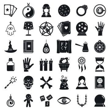 Fortune teller icons set, simple style Stockillustratie