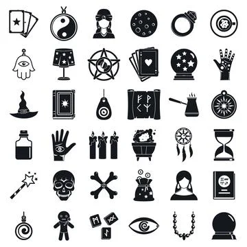 Fortune teller icons set, simple style Stock Illustration