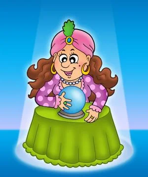 Fortune teller in limelight Stock Illustration