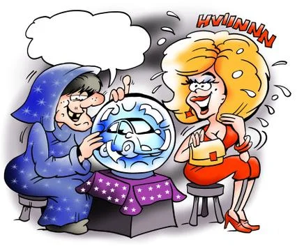 Fortune teller looking into the crystal ball Stock Illustration