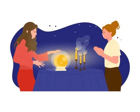 Fortune teller with magic ball Stock Illustration