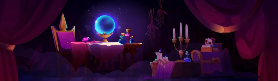 Fortune teller mystical scene Stock Illustration