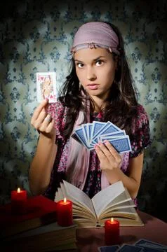 Fortune-teller predicing the cards Stock Photos