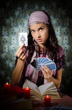 Fortune-teller predicing the cards Stock Photos