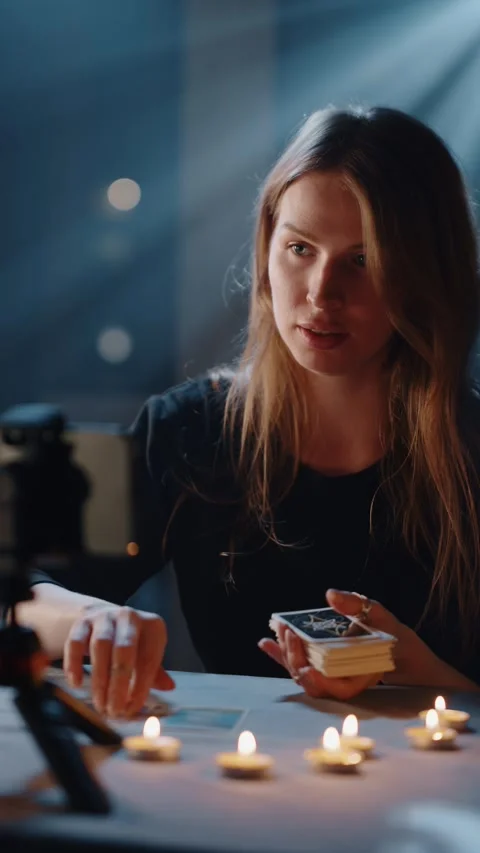 Fortune teller predicting future by video call Vídeos de archivo 316824249