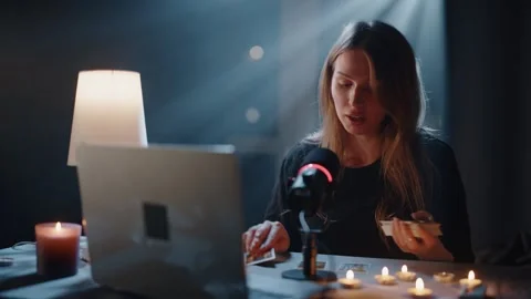 The Fortune Teller Speaks Into the Microphone 스톡 동영상 306016221