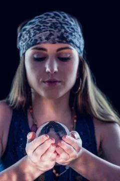 Fortune teller using crystal ball Foto stock