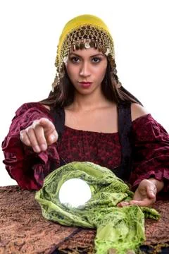 Fortune Teller on White Background Stock Photos