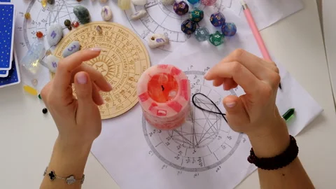 Fortune telling on a burning candle. Selective focus. Stock Footage 304355956