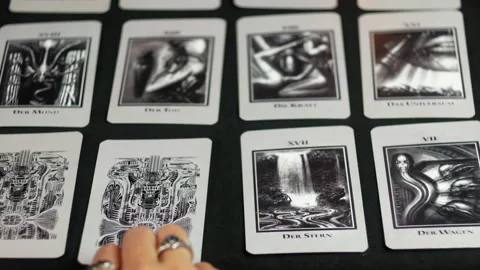 Fortune telling on the dark tarot Stock Footage 234991704