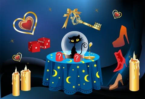 Fortune telling evening, Stock Illustration