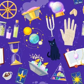 Fortune telling vector fortune-telling or fortunate magic of magician with cards Stock Illustration