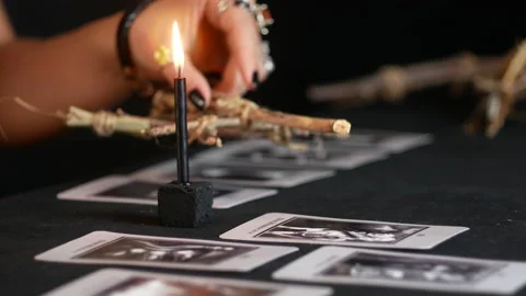 Fortune telling with witch mascot Stock Footage 234992946