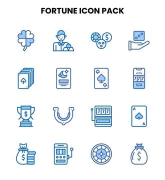 Fortune Two Colour Bundle Icons Pack Stock Illustration