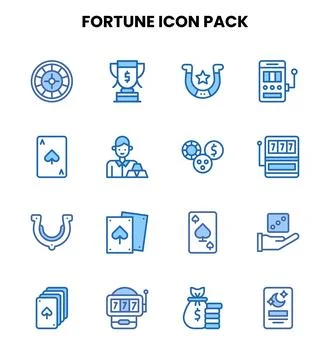 Fortune Two Colour Graphics Icons Pack Stock Illustration