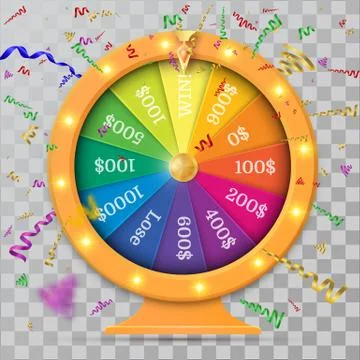 Fortune of wheel and confetti. Vector illustration Stock Illustration
