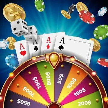 Fortune Wheel Design Vector. Realistic 3d Object. Winner Jackpot Background Stockillustratie
