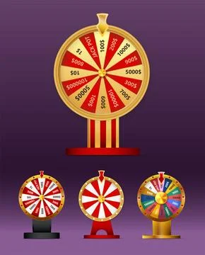 Fortune wheel vector set illustration for gambling background and lottery win Stock Illustration