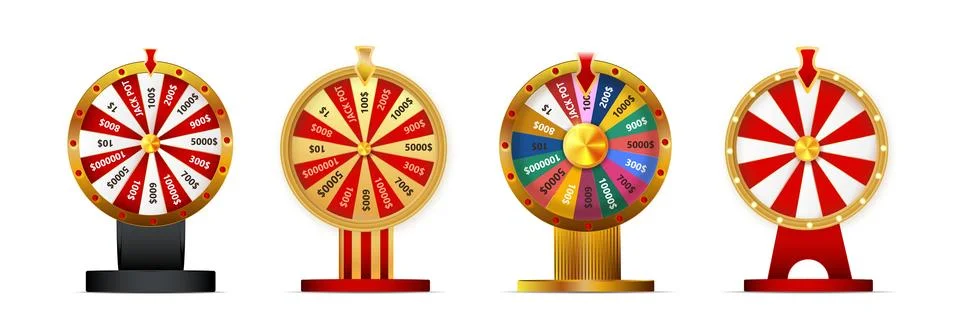 Fortune wheel vector set illustration for gambling background and lottery win Stock Illustration
