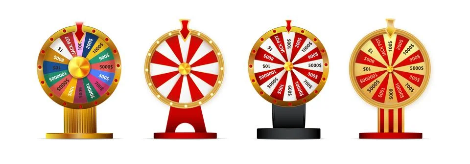 Fortune wheel vector set illustration for gambling background and lottery win Stock Illustration