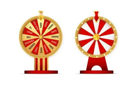 Fortune wheel vector set illustration for gambling background and lottery win Illustrazione stock