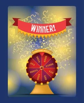 Fortune wheel vector spin game casino roulette with arrow congratulation for Stock Illustration