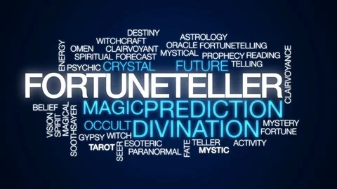 Fortuneteller animated word cloud, text design animation. Stock Footage 79579660