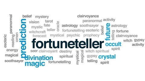 Fortuneteller animated word cloud, text design animation. Stock Footage 79665689