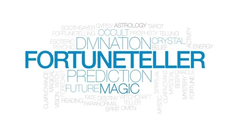 Fortuneteller animated word cloud, text design animation. Kinetic typography. Stock Footage 79893339