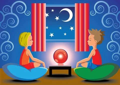 Fortunetelling Kids Stock Illustration
