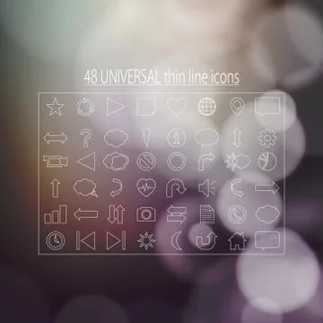 Forty-eight universal thin line icons for business Stock Illustration